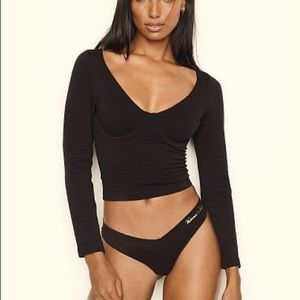 Victoria’s Secret Long Sleeve Corset Top - Black